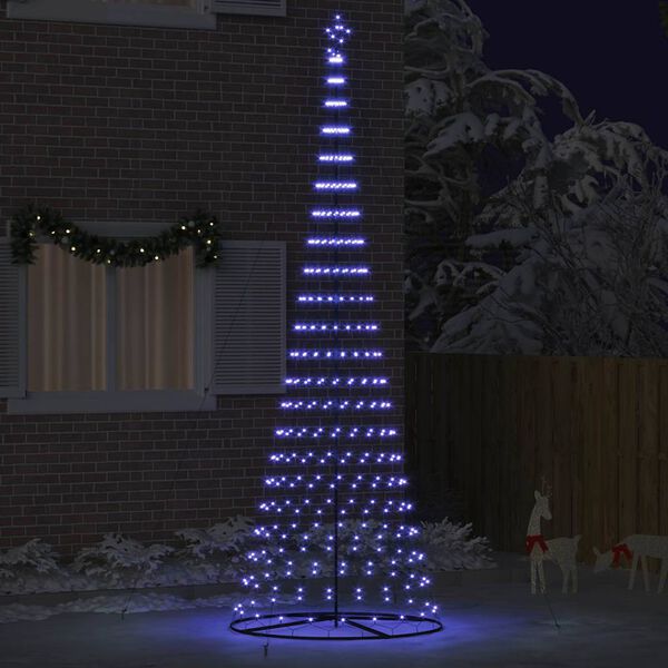 vidaXL LED Christmas Tree with Stand Blue 138.5 x 138.5 x 399 cm Metal