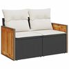vidaXL 8 Piece Garden Sofa Set with Cushions Black Poly Rattan Acacia