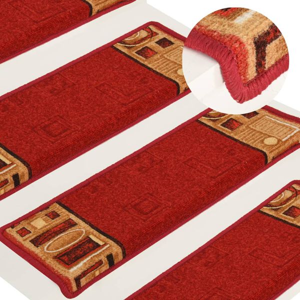 vidaXL Stair Mats Self-adhesive 10 pcs 65x21x4 cm Red