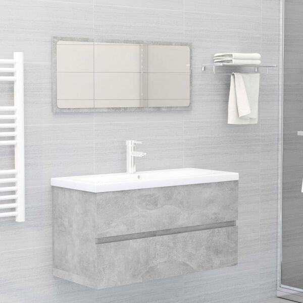 vidaXL 2 Piece Bathroom Furniture Set Concrete Grey Engineered Wood