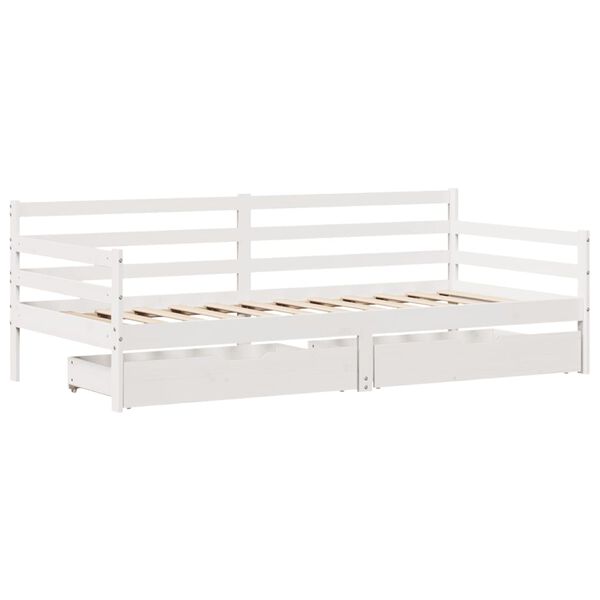 vidaXL Daybed with Drawers without Mattress White 90x200 cm Solid Wood