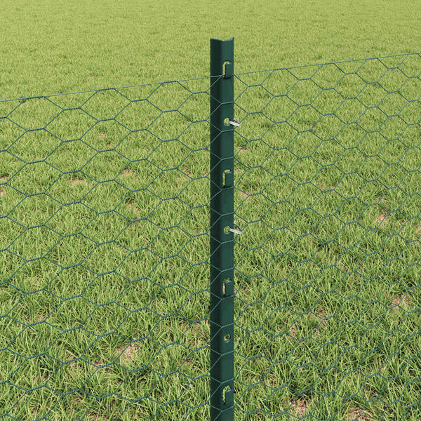 vidaXL Fence with Post Green 0.6 x 100 m Steel and PVC