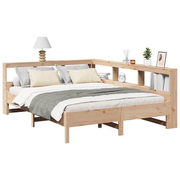 vidaXL Bookcase Bed without Mattress 150x200 cm King Size Solid Wood Pine