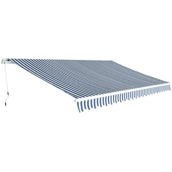 vidaXL Folding Awning Manual Operated 500 cm Blue/White