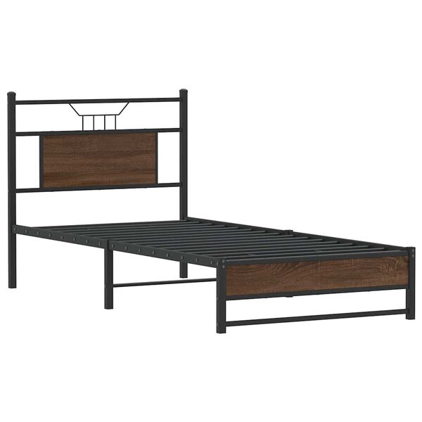 vidaXL Bed Frame without Mattress Brown Oak 75x190 cm Small Single Engineered Wood