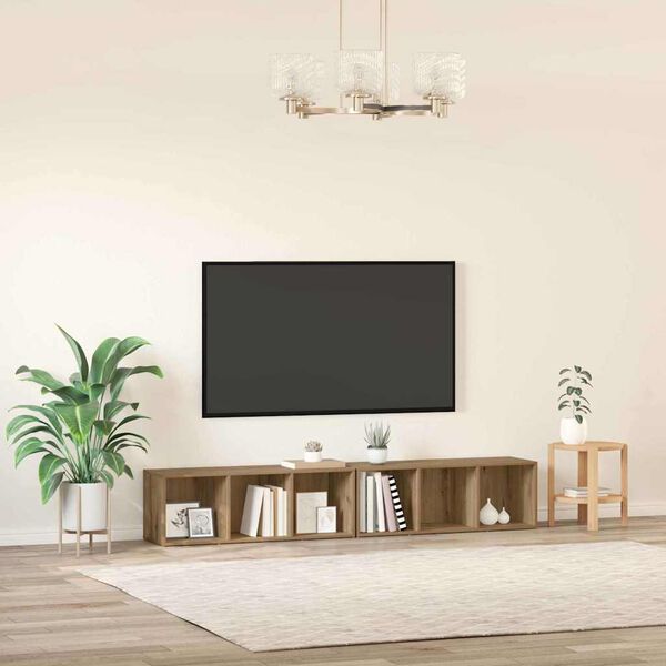 vidaXL TV Cabinet Set Wall-mounted 2 pcs Artisan Oak 37 x 35 x 107cm