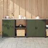 vidaXL Kitchen Storage Set with Shelf Other 3 pcs Olive Green Steel