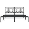 vidaXL Metal Bed Frame without Mattress with Headboard Black 150x200cm