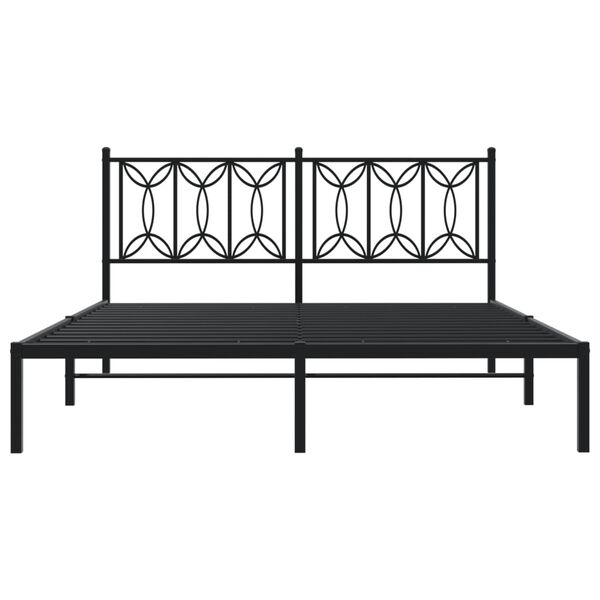vidaXL Metal Bed Frame without Mattress with Headboard Black 150x200cm