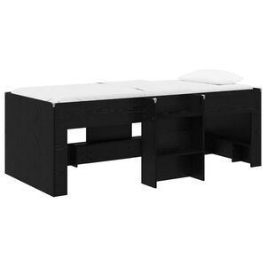 vidaXL Kids'High Bed Frame Black Oak 75 x 190 cm Engineered Wood