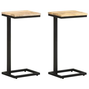 vidaXL Side Tables 2 pcs 31,5x24,5x64,5 cm Rough Mango Wood