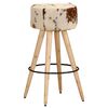 vidaXL Bar Stools 2 pcs Brown Rough Mango Wood and Real Leather