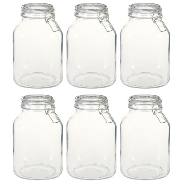 vidaXL Glass Jars with Lock 6 pcs 3 L
