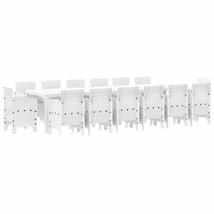 vidaXL Garden Dining Set 15 pcs White Polt rattan