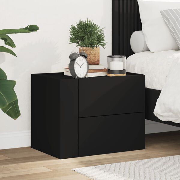 vidaXL Wall-mounted Bedside Cabinet Black 45x30x35 cm