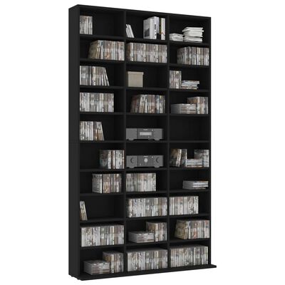 vidaXL CD Cabinet Black 102x16x177.5 cm Engineered Wood