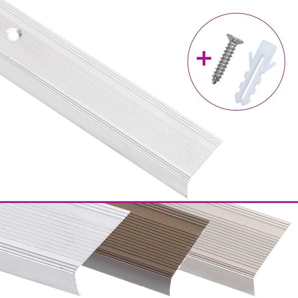 vidaXL Stair Nosings in L-shape 15 pcs Aluminium 100 cm Silver
