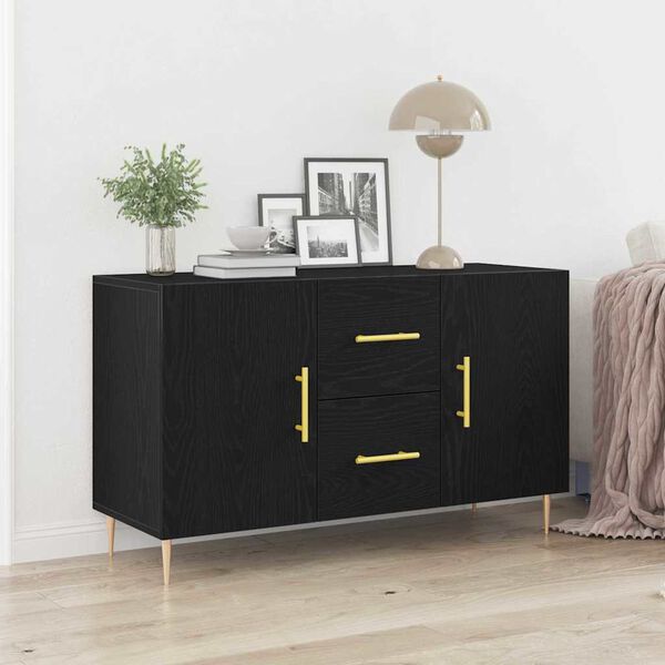vidaXL Sideboard Black Oak 100 x 36 x 60 cm Engineered Wood