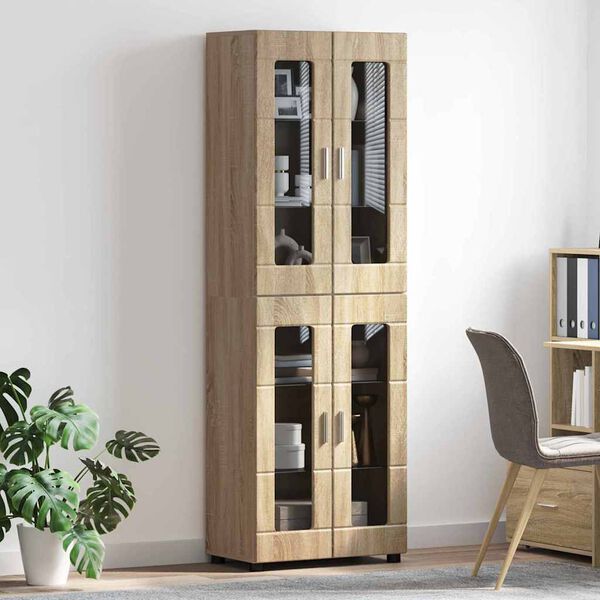 vidaXL Highboard with Door Sonoma Oak 60 x 35 x 182 cm Engineered Wood