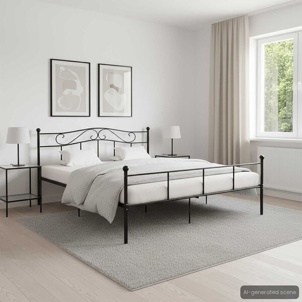 vidaXL Bed Frame without Mattress Black Metal 180x200 cm Super King