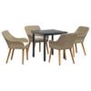 vidaXL Garden Dining Set with Cushion 5 pcs Beige Poly Rattan