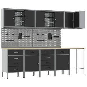vidaXL Work Cabinet Set with Drawer with Shelf 12 pcs Black and Grey