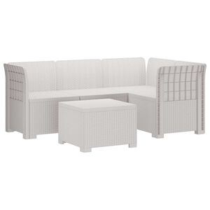 vidaXL 4-Seater Garden Sofa Rattan Look PP White
