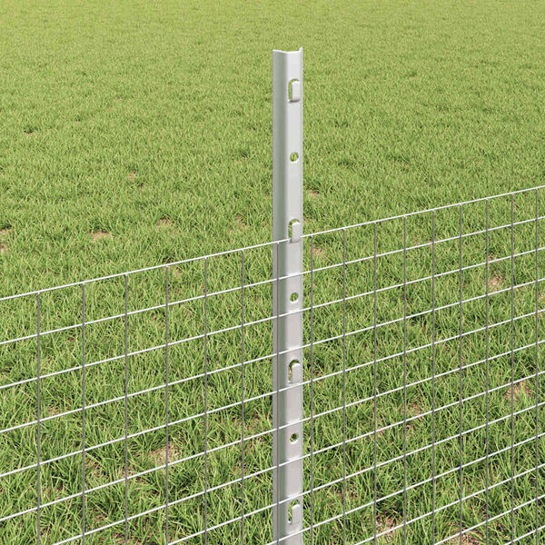 vidaXL Fence with Post Silver 0.5 x 100 m Steel