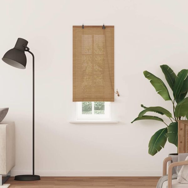 vidaXL Roller Blind with Curtains Manual Brown 60 x 220 cm Bamboo