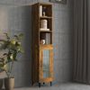vidaXL Wall Cabinet Smoked Oak 32.5x34.5x90 cm Engineered Wood