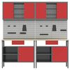 vidaXL Work Bench Set with Drawer 8 pcs Red 200 x 55 x 200 cm Steel