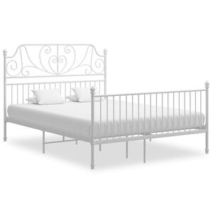 vidaXL Bed Frame with Headboard without Mattress White 140x200 cm Metal