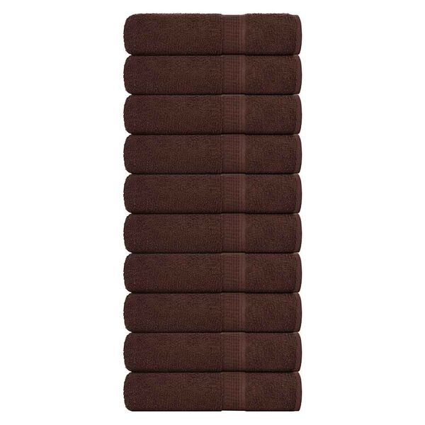 vidaXL Hand Towels "FROGN" 10 pcs Brown 50x100 cm 360 gsm