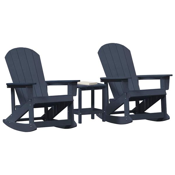 vidaXL Garden Lounge Set 3 pcs Navy Blue HDPE