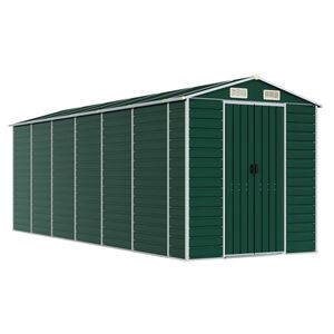 vidaXL Garden Shed Green 191x555x198 cm Galvanised Steel