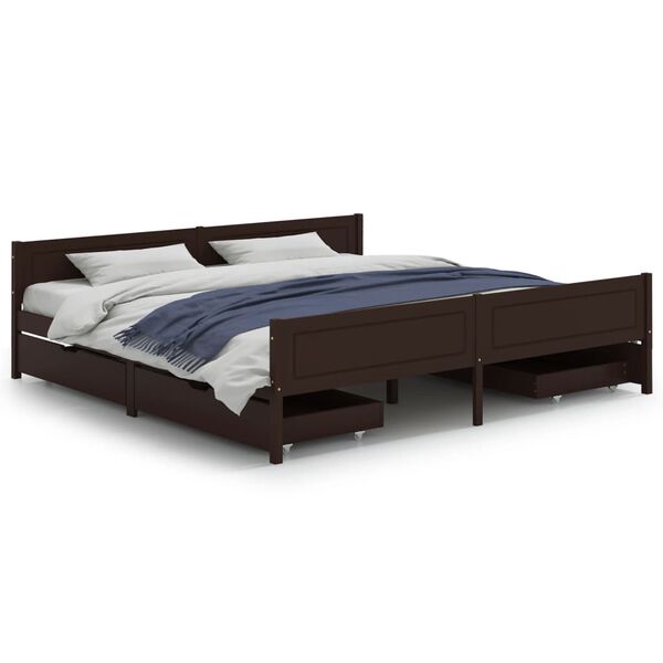 vidaXL Bed Frame without Mattress Dark Brown 200x200 cm Solid Wood