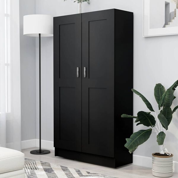 vidaXL Book Cabinet Black 82.5x30.5x150 cm Engineered Wood