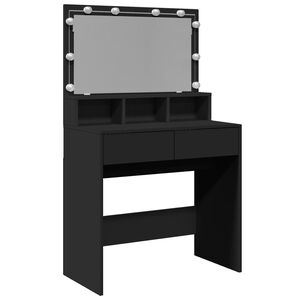 vidaXL Dressing Table with LED Black 80x41x134.5 cm