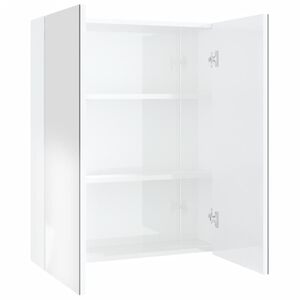 vidaXL Mirror Cabinet | Shiny White | MDF with melamine surface, glass