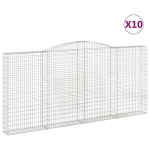 vidaXL Arched Gabion Baskets 10 pcs 400x30x180/200 cm Galvanised Iron