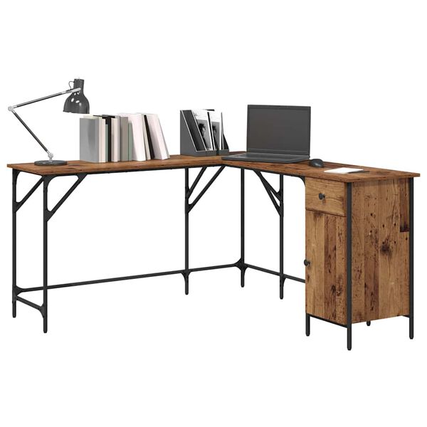 vidaXL Desk Old Wood 141 x 141 x 75 cm Engineered Wood