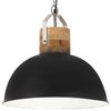 vidaXL Industrial Hanging Lamp Black Round 42 cm E27 Solid Mango Wood