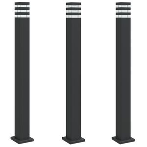 vidaXL Outdoor Floor Lamps 3pcs Black 110 cm Aluminium