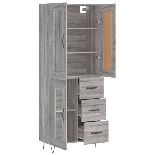 vidaXL Highboard Grey Sonoma 69.5x34x180 cm Engineered Wood