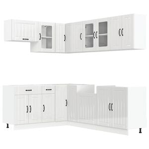 vidaXL 11 Piece Kitchen Cabinet Set "Lucca" Gloss White Engineered Wood