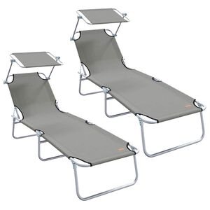 vidaXL Sun Lounger 2 pcs Polyester Grey