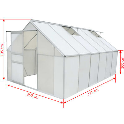 vidaXL Greenhouse Polycarbonate and Aluminium 371x250x195 cm