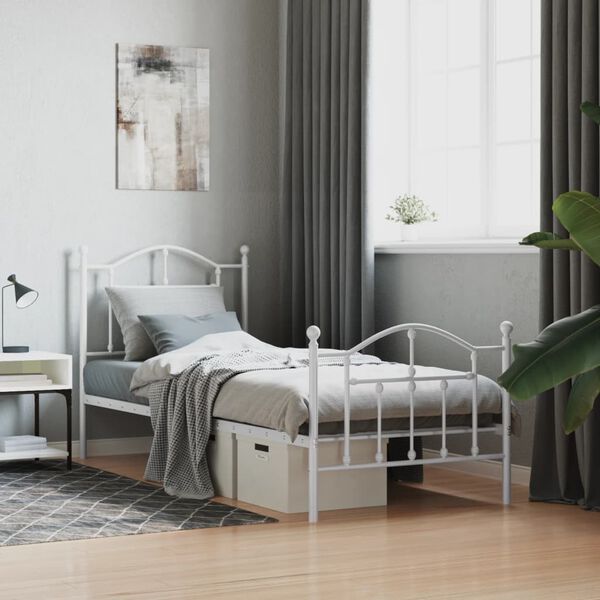 vidaXL Metal Bed Frame without Mattress with Footboard White 80x200cm