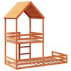 vidaXL Bunk Bed with Roof Wax Brown 90x190 cm Solid Wood Pine