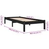 vidaXL Bed Frame without Mattress Black Solid Wood Small Single
